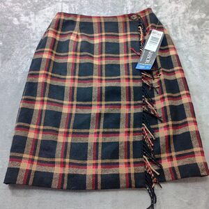 Vintage Womens Skirt Sz 10 Plaid Wrap Fringe Wool Blend‎ Dark Academia Western